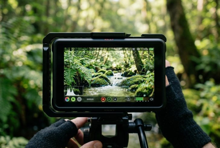 Calming nature scene being filmed